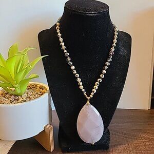 Unbranded Large Pendant Necklace w/Beaded Chain Ladies Vintage Pre-Owned‎ Office